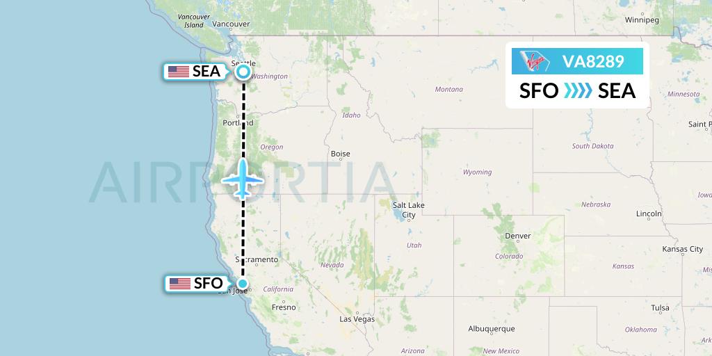 VA8289 Virgin Australia Flight Map: San Francisco to Seattle