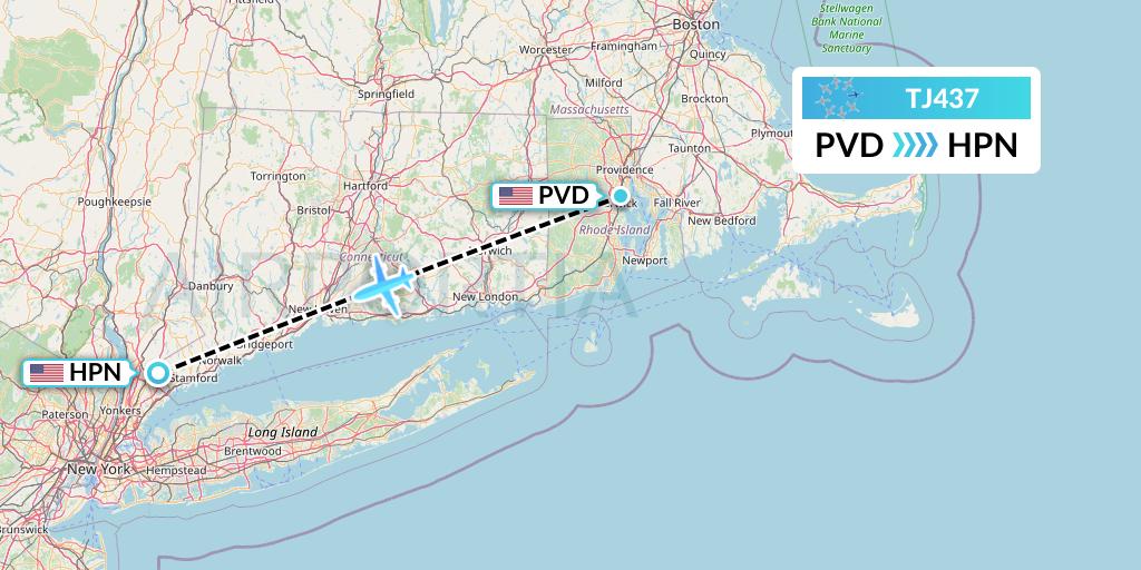 TJ437 Tradewind Aviation Flight Map: Providence to White Plains