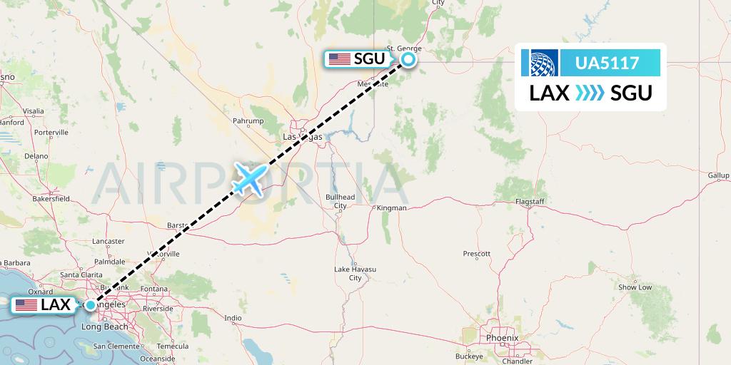 UA5117 United Airlines Flight Map: Los Angeles to St. George