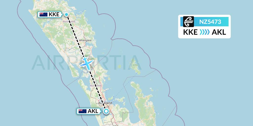 NZ5473 Air New Zealand Flight Map: Kerikeri to Auckland