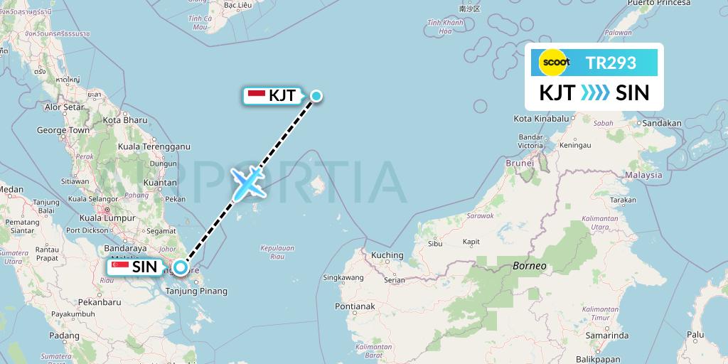 TR293 Tigerair Flight Map: Bandung to Singapore