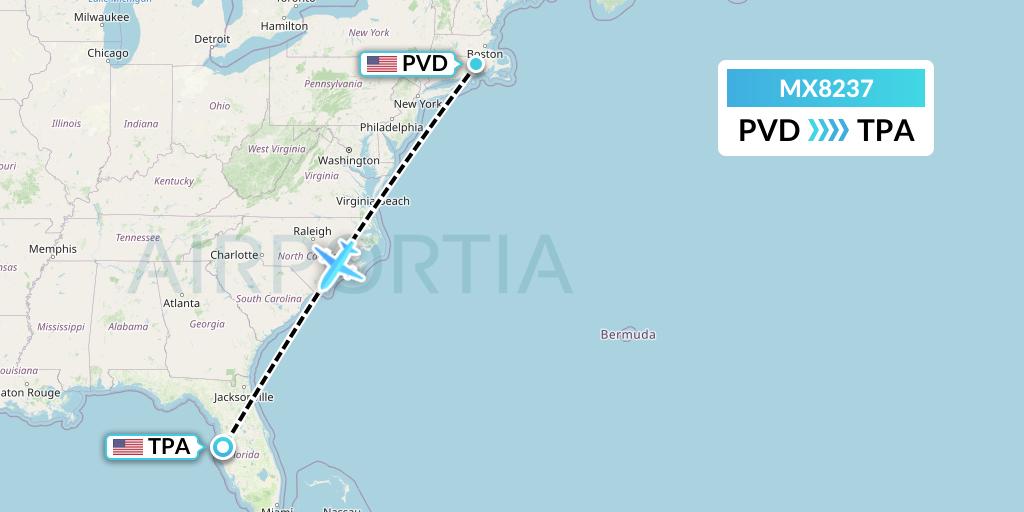 MX8237 Flight Status Breeze Airways Providence to Tampa (MXY8237)