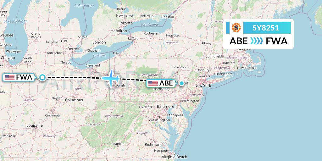 SY8251 Flight Status Sun Country Airlines Allentown to Fort Wayne