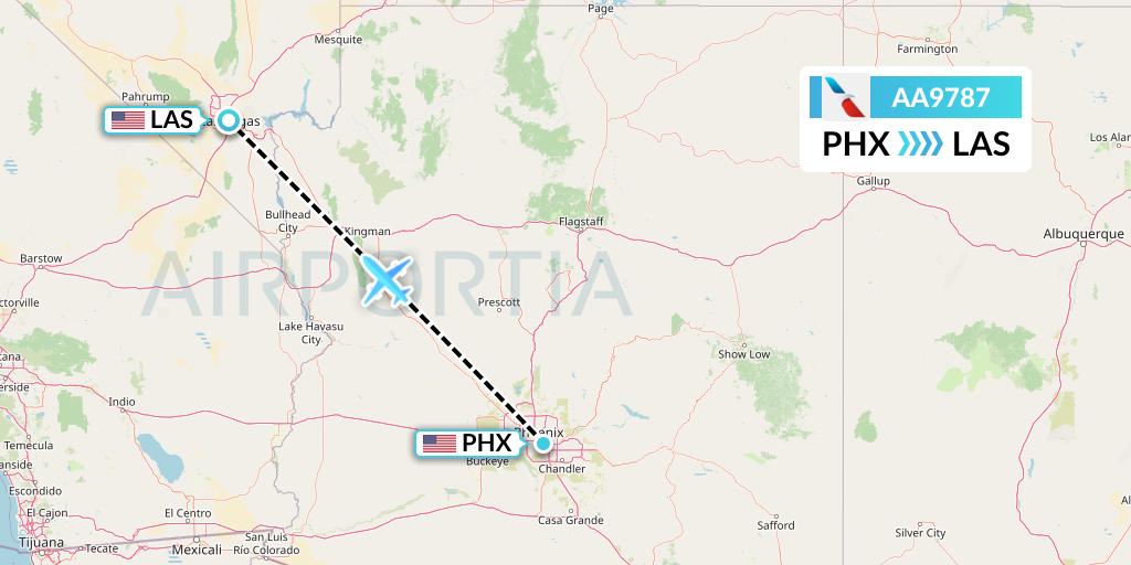 AA9787 American Airlines Flight Map: Phoenix to Las Vegas