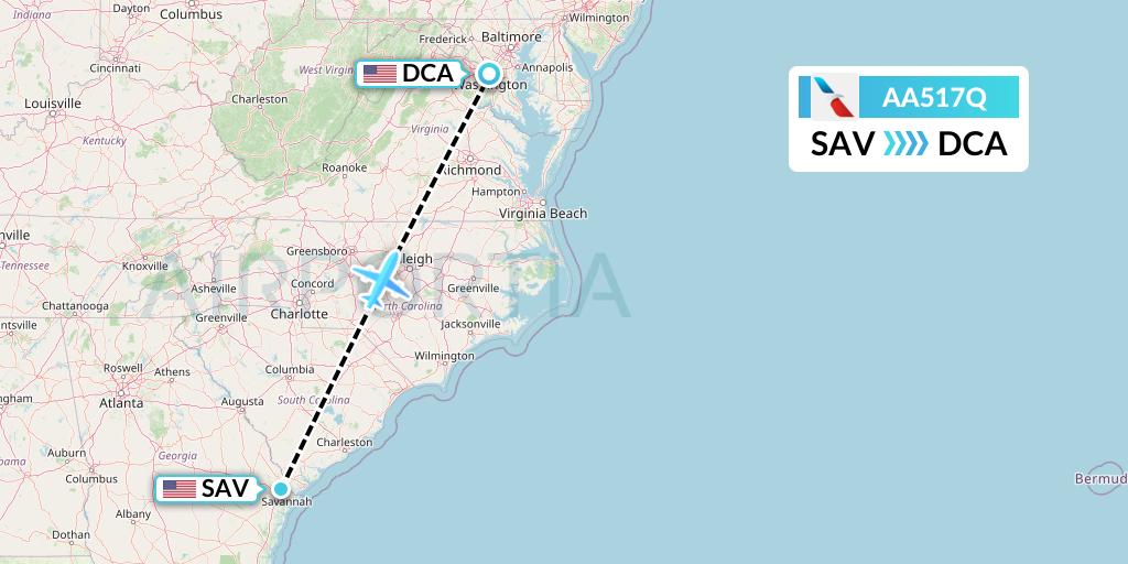 AA517Q Flight Status American Airlines Savannah to Washington (AAL517Q)