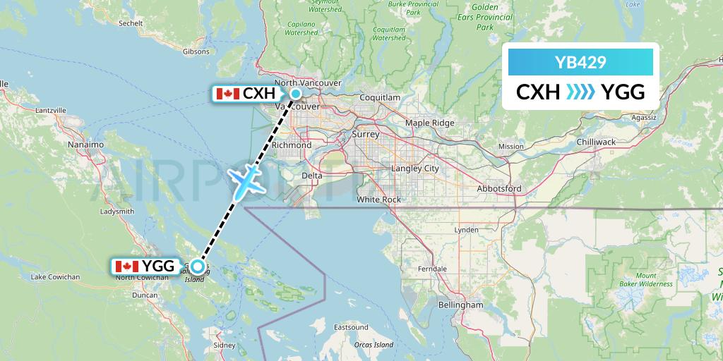 YB429 Harbour Air Seaplanes Flight Map: Vancouver to Ganges Harbor