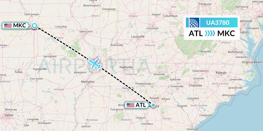 UA3780 Flight Status United Airlines Atlanta to Kansas City (UAL3780)