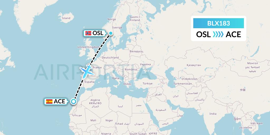 BLX183 Flight Status TUI fly Nordics Oslo to Lanzarote (6B183)