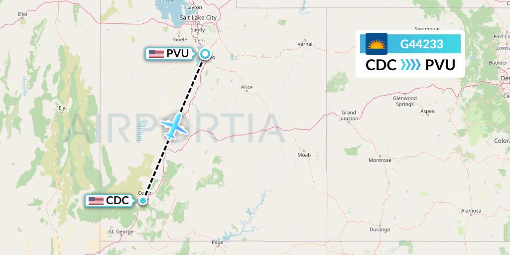 G44233 Allegiant Air Flight Map: Cedar City to Provo