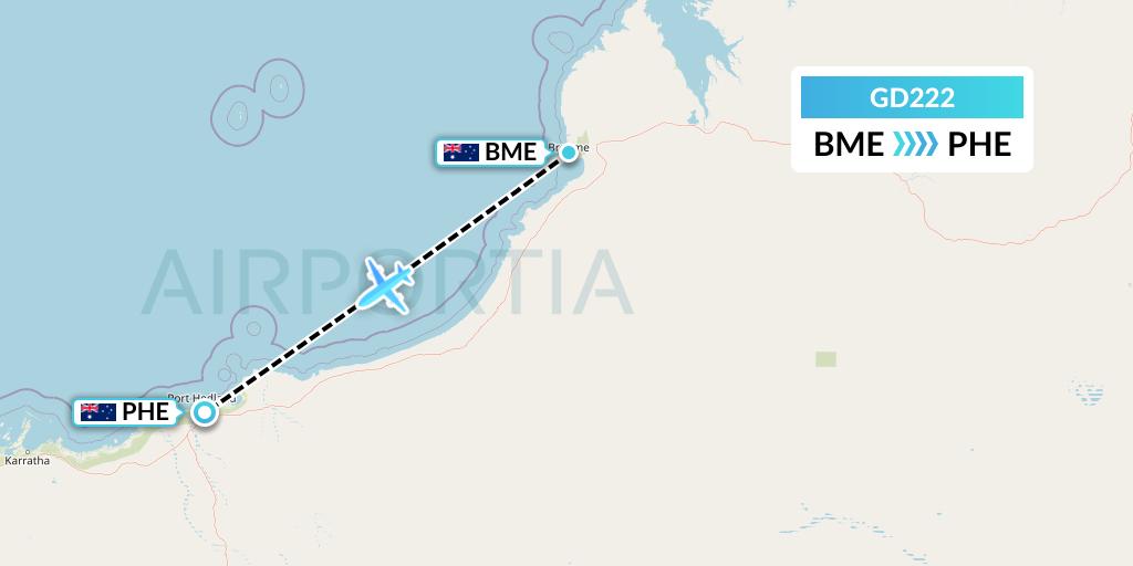 GD222 Aviair Pty Ltd Flight Map: Broome to Port Hedland