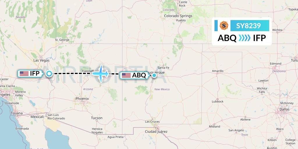 SY8239 Sun Country Airlines Flight Map: Albuquerque to Bullhead City