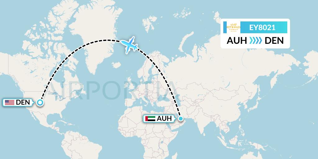 EY8021 Flight Status Etihad Airways Abu Dhabi to Denver (ETD8021)