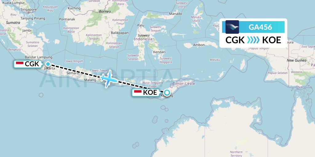 GA456 Garuda Indonesia Flight Map: Jakarta to Kupang