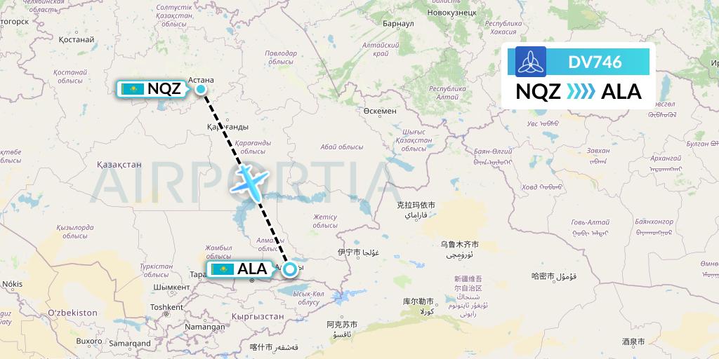 DV746 SCAT Flight Map: Astana to Almaty