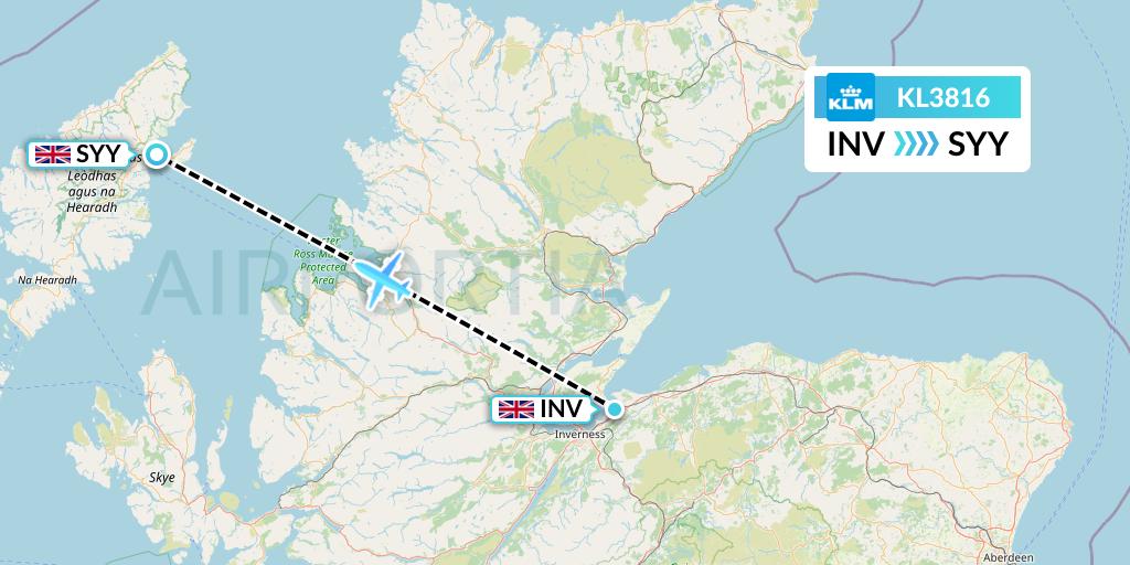 KL3816 KLM Flight Map: Inverness to Stornoway