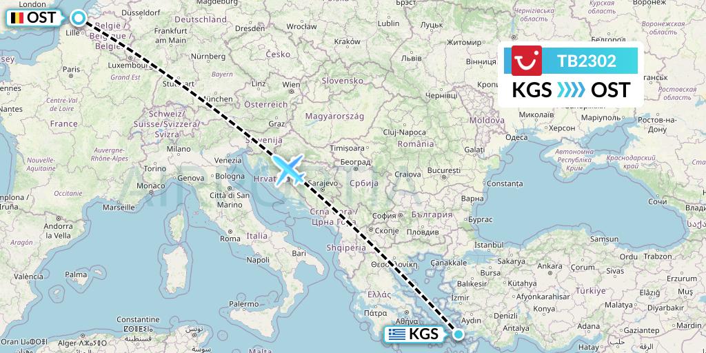 TB2302 Flight Status TUI fly Belgium Kos to Ostend (JAF2302)