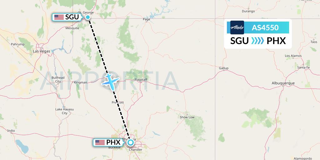 AS4550 Alaska Airlines Flight Map: St. George to Phoenix