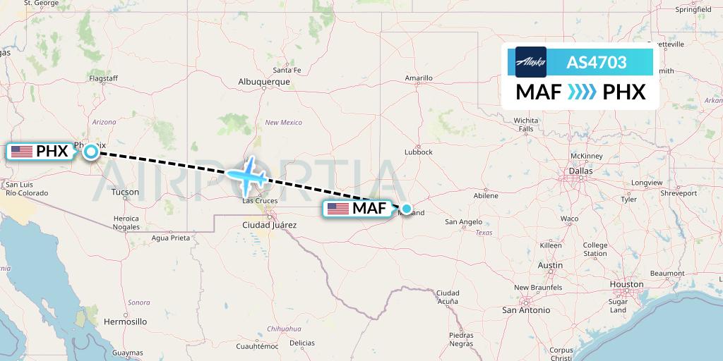 AS4703 Alaska Airlines Flight Map: Midland to Phoenix
