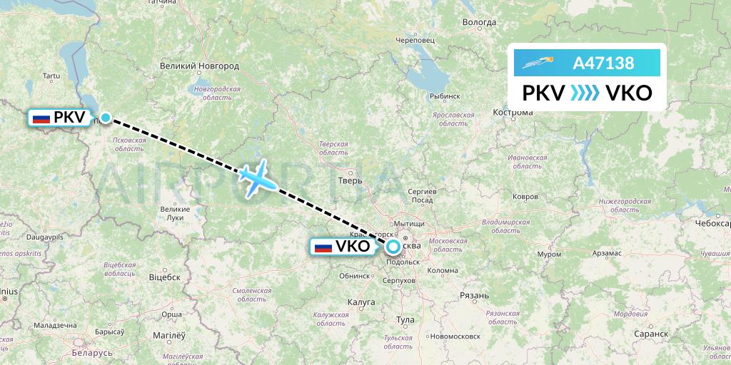 A47138 Azimuth Airlines Flight Map: Pskov to Moscow