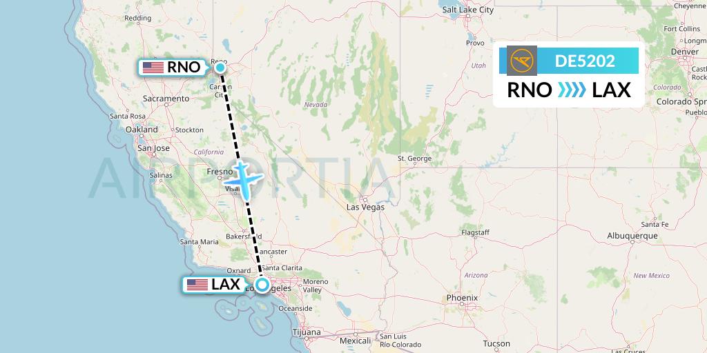DE5202 Condor Flight Map: Reno to Los Angeles