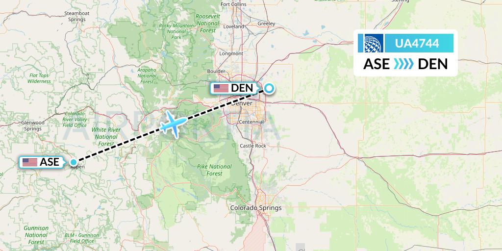 UA4744 United Airlines Flight Map: Aspen to Denver