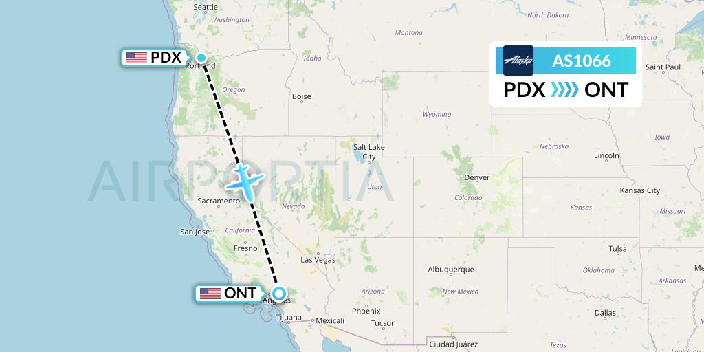 AS1066 Alaska Airlines Flight Map: Portland to Ontario