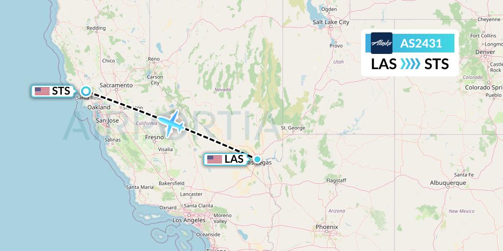 AS2431 Alaska Airlines Flight Map: Las Vegas to Santa Rosa