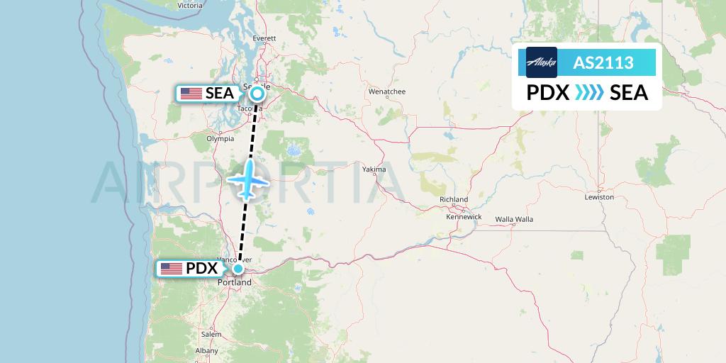 AS2113 Alaska Airlines Flight Map: Portland to Seattle