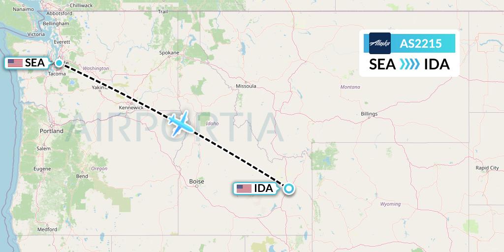 AS2215 Alaska Airlines Flight Map: Seattle to Idaho Falls