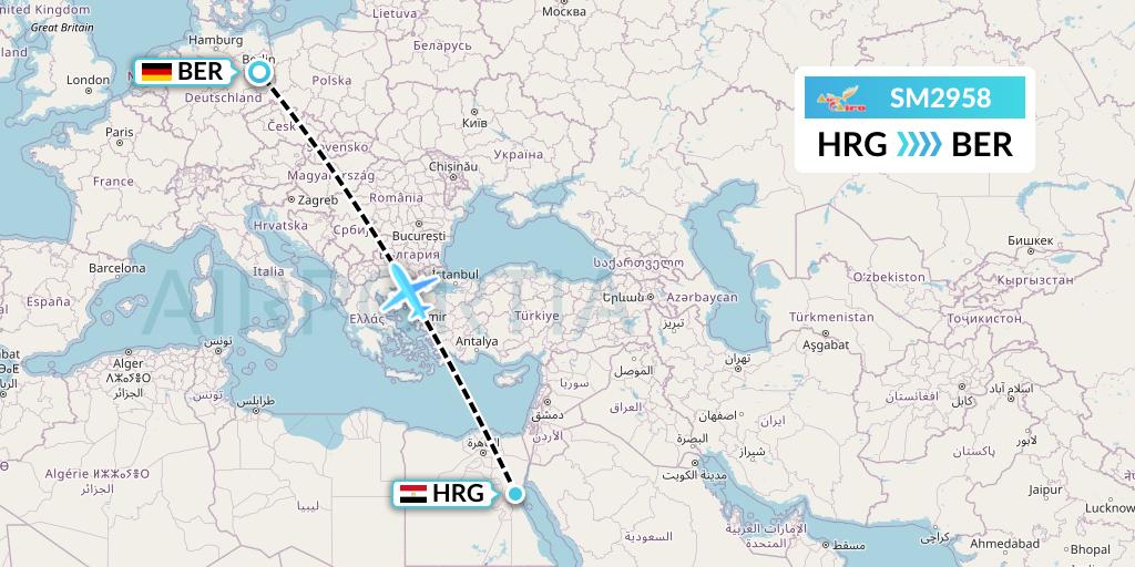 SM2958 Air Cairo Flight Map: Hurghada to Berlin