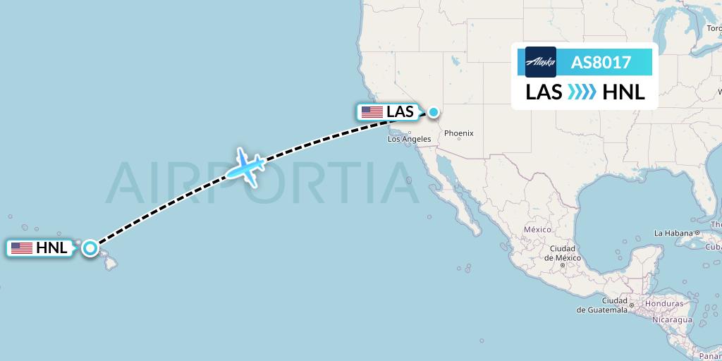 AS8017 Alaska Airlines Flight Map: Las Vegas to Honolulu