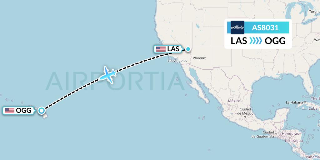 AS8031 Alaska Airlines Flight Map: Las Vegas to Kahului