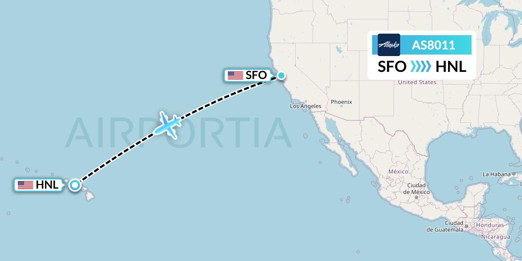 AS8011 Alaska Airlines Flight Map: San Francisco to Honolulu