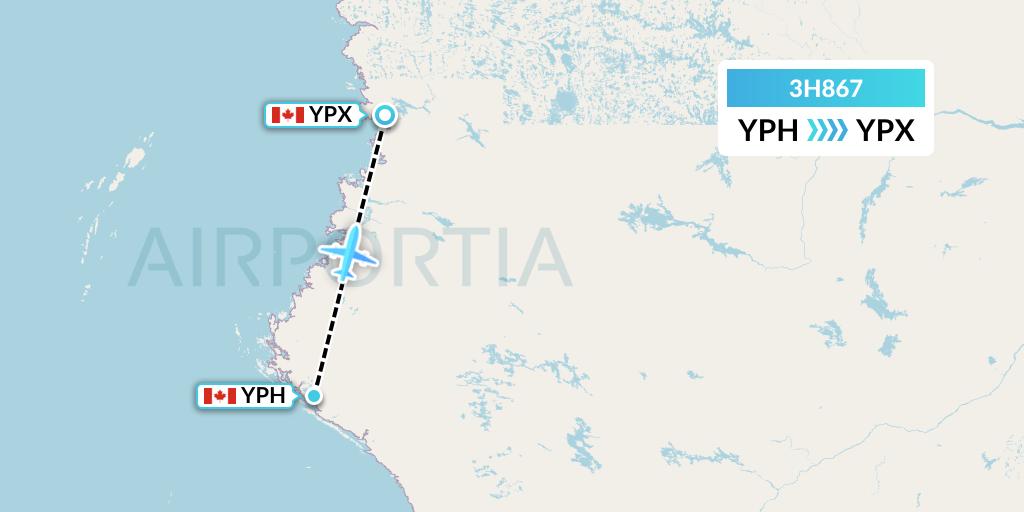 3H867 Air Inuit Flight Map: Inukjuak to Puvirnituq