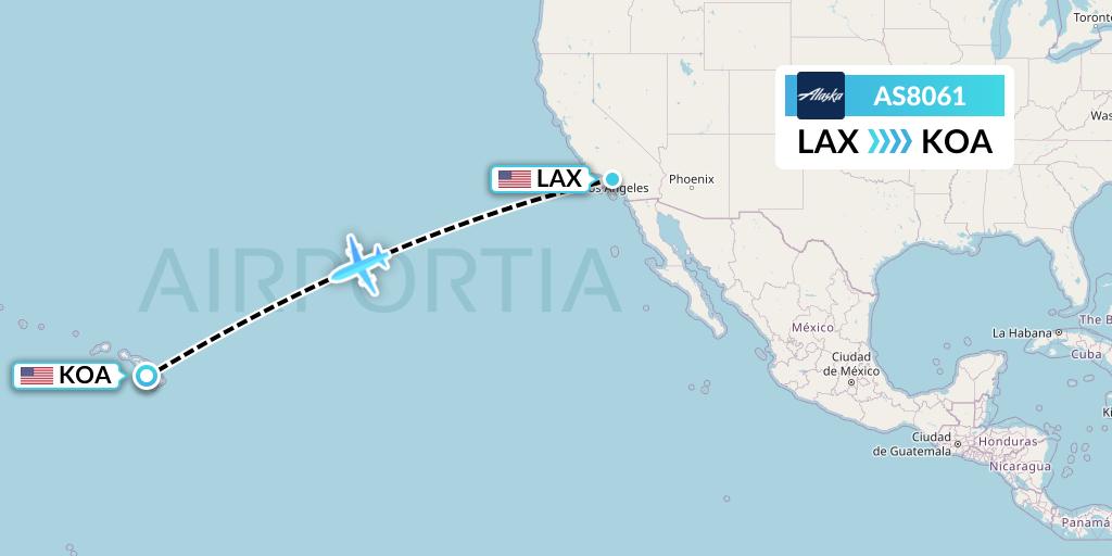 AS8061 Alaska Airlines Flight Map: Los Angeles to Kailua-Kona