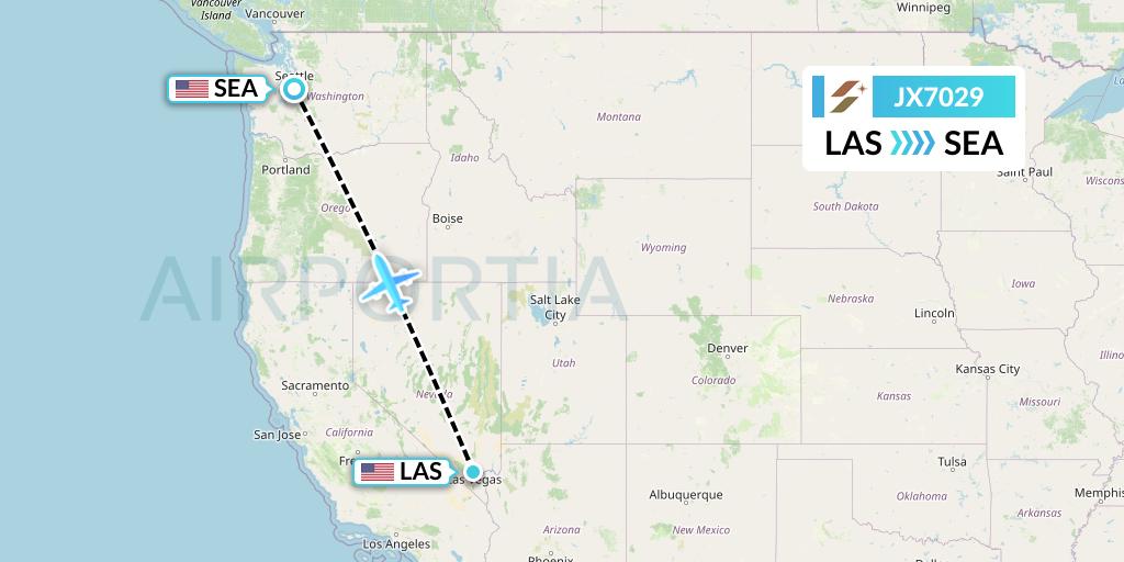 JX7029 Starlux Airlines Flight Map: Las Vegas to Seattle
