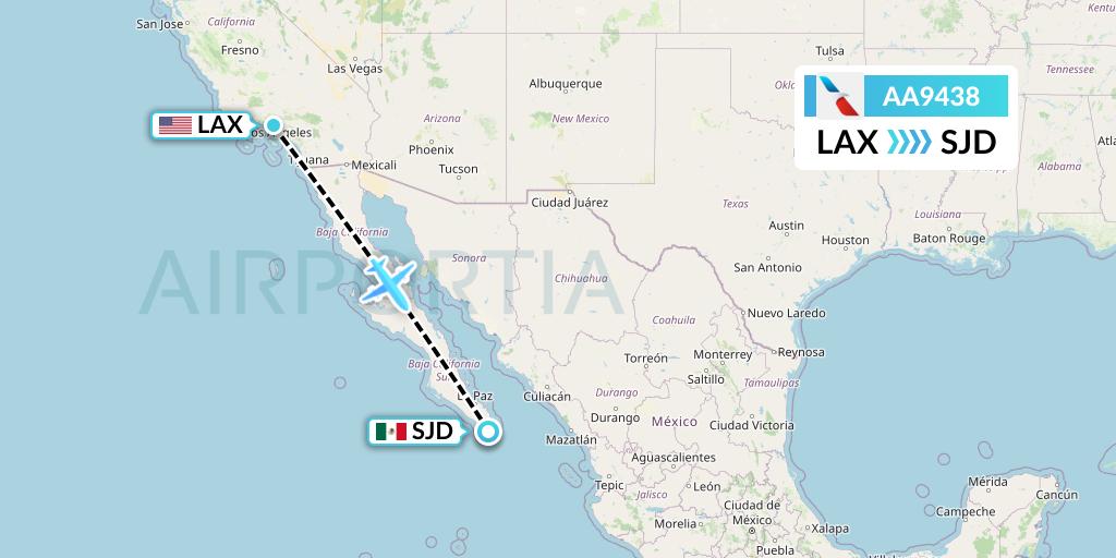 AA9438 American Airlines Flight Map: Los Angeles to San Jose del Cabo