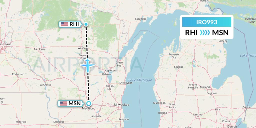 IRO993 CSA Air Flight Map: Rhinelander to Madison