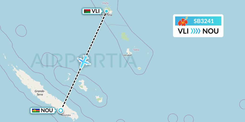 SB3241 Aircalin Flight Map: Port Vila to Noumea