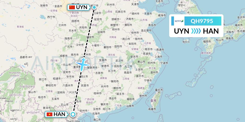 QH9795 Flight Status Bamboo Airways Yulin to Hanoi (BAV9795)