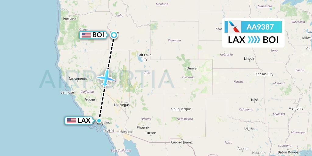 AA9387 American Airlines Flight Map: Los Angeles to Boise