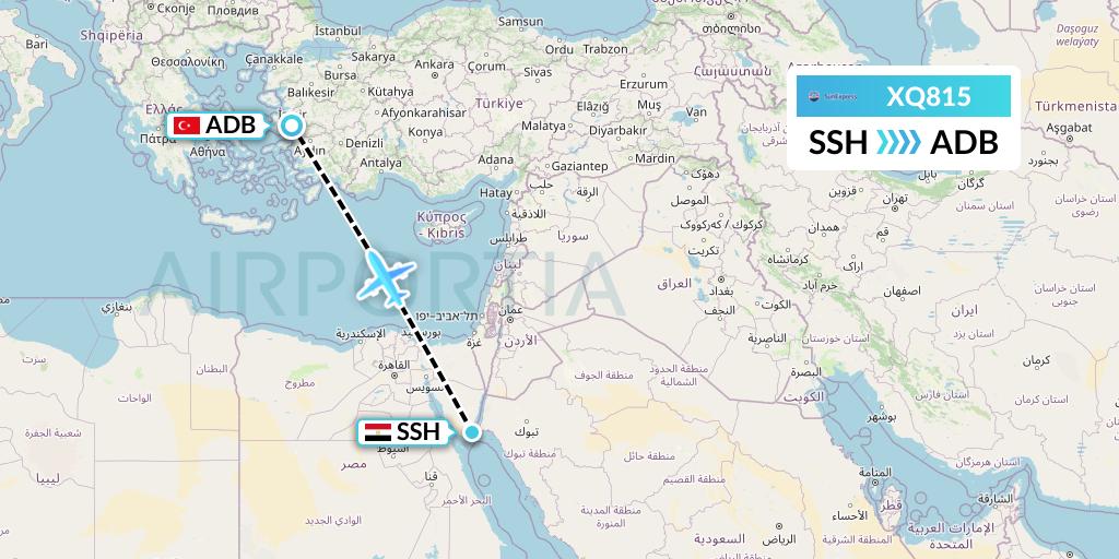 XQ815 SunExpress Flight Map: Sharm el-Sheikh to Izmir