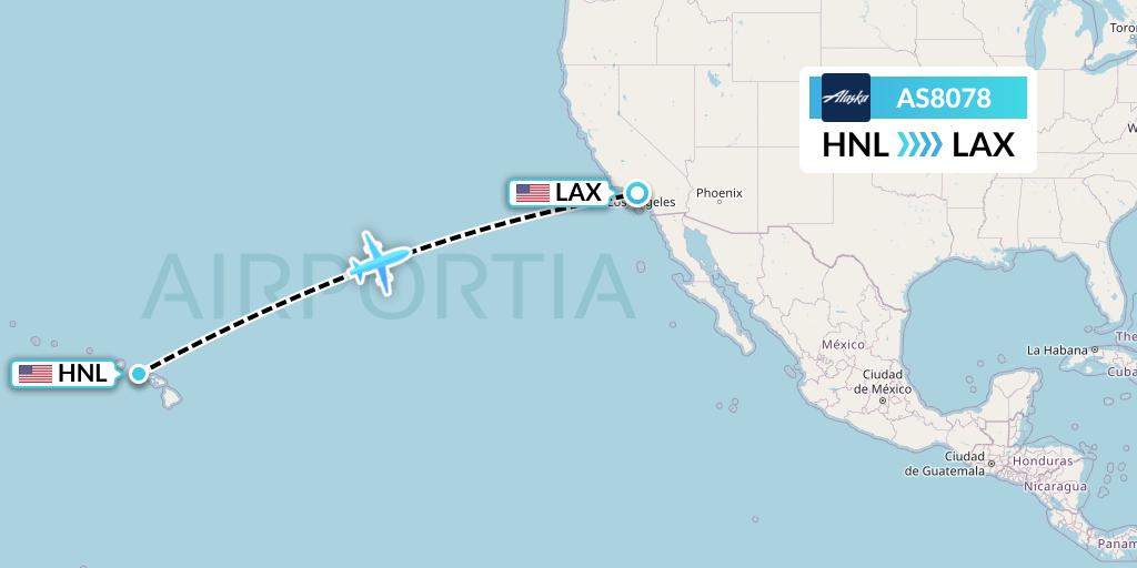 AS8078 Alaska Airlines Flight Map: Honolulu to Los Angeles