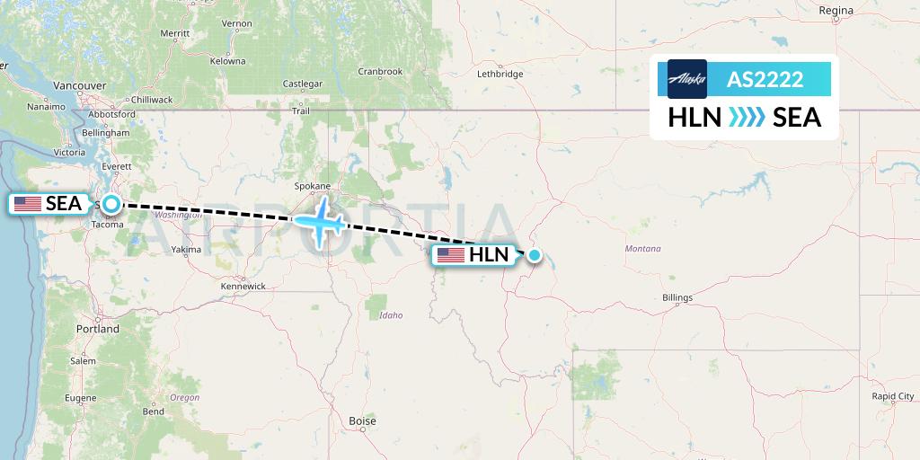 AS2222 Alaska Airlines Flight Map: Helena to Seattle