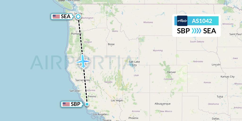 AS1042 Alaska Airlines Flight Map: San Luis Obispo to Seattle