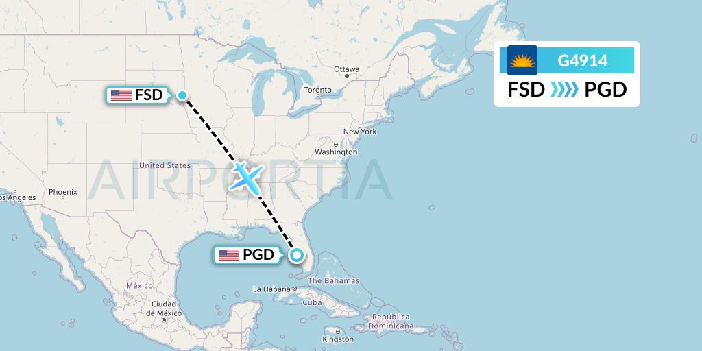 G4914 Allegiant Air Flight Map: Sioux Falls to Punta Gorda