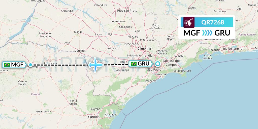 QR7268 Qatar Airways Flight Map: Maringa to Sao Paulo