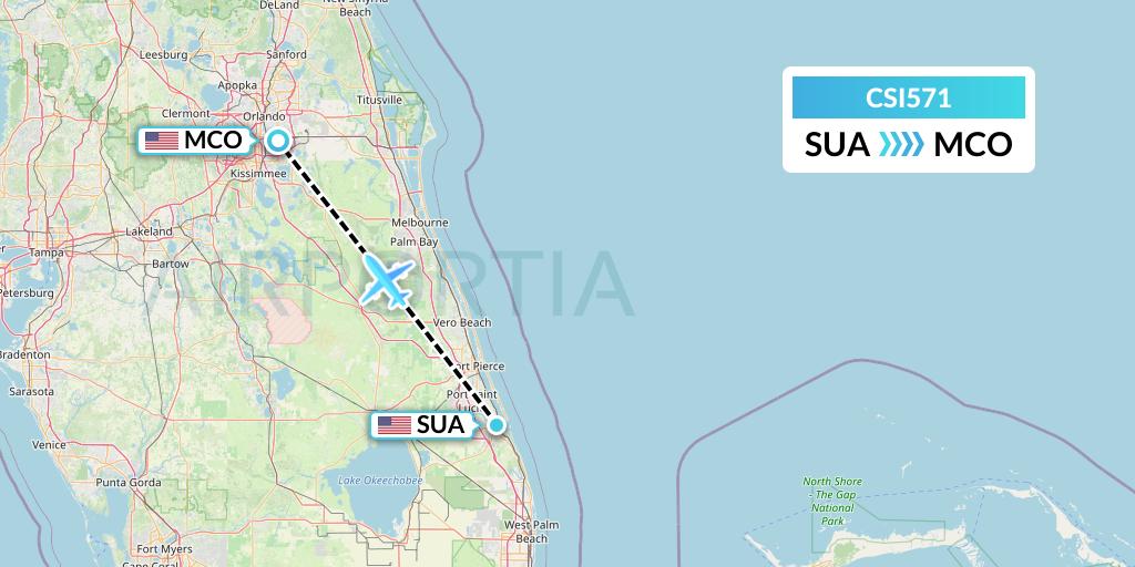 CSI571 Csi Aviation Flight Map: Stuart to Orlando