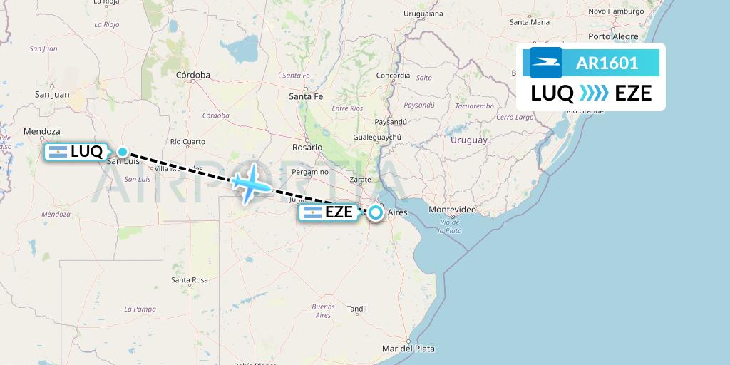 AR1601 Aerolineas Argentinas Flight Map: San Luis to Buenos Aires