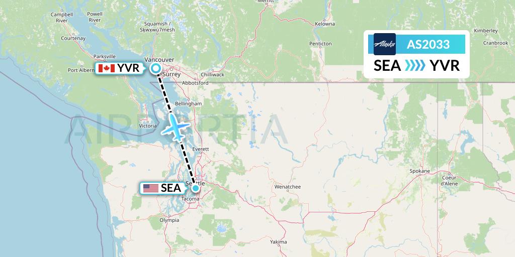 AS2033 Alaska Airlines Flight Map: Seattle to Vancouver